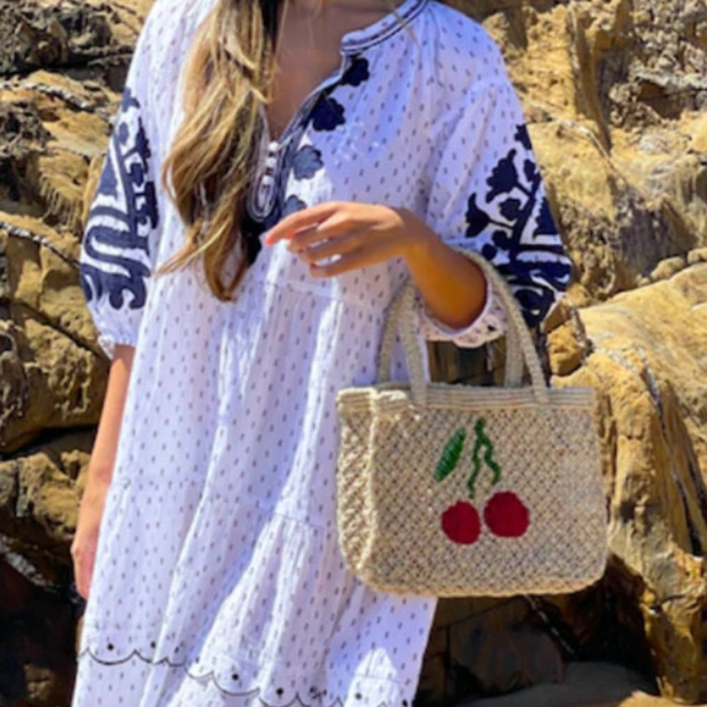 The Jackson’s for LoveShackFancy Handmade Cherry Jute Tote Bag